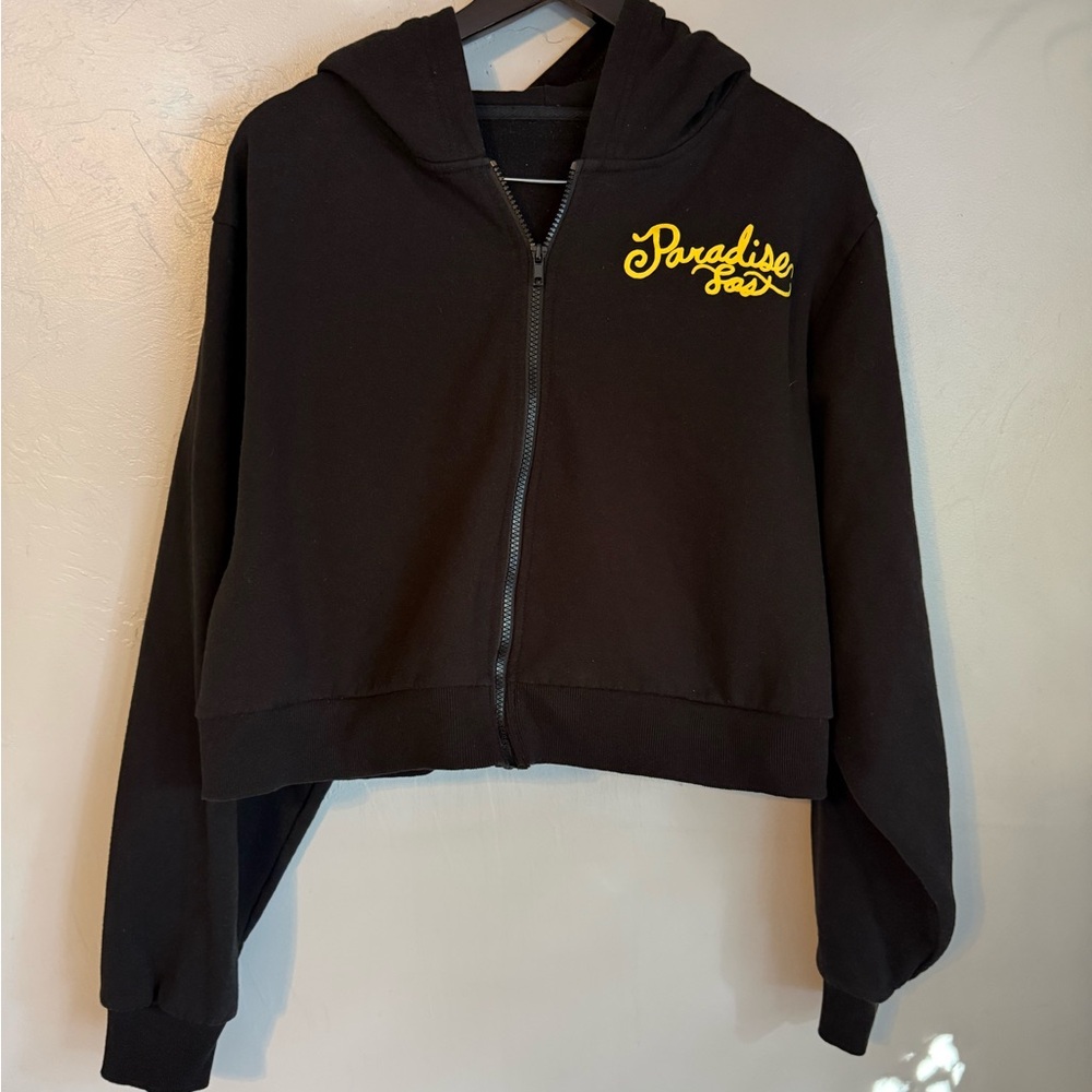 Paradise Fox Black Cropped Zip Hoodie 3X Graphic Streetwear